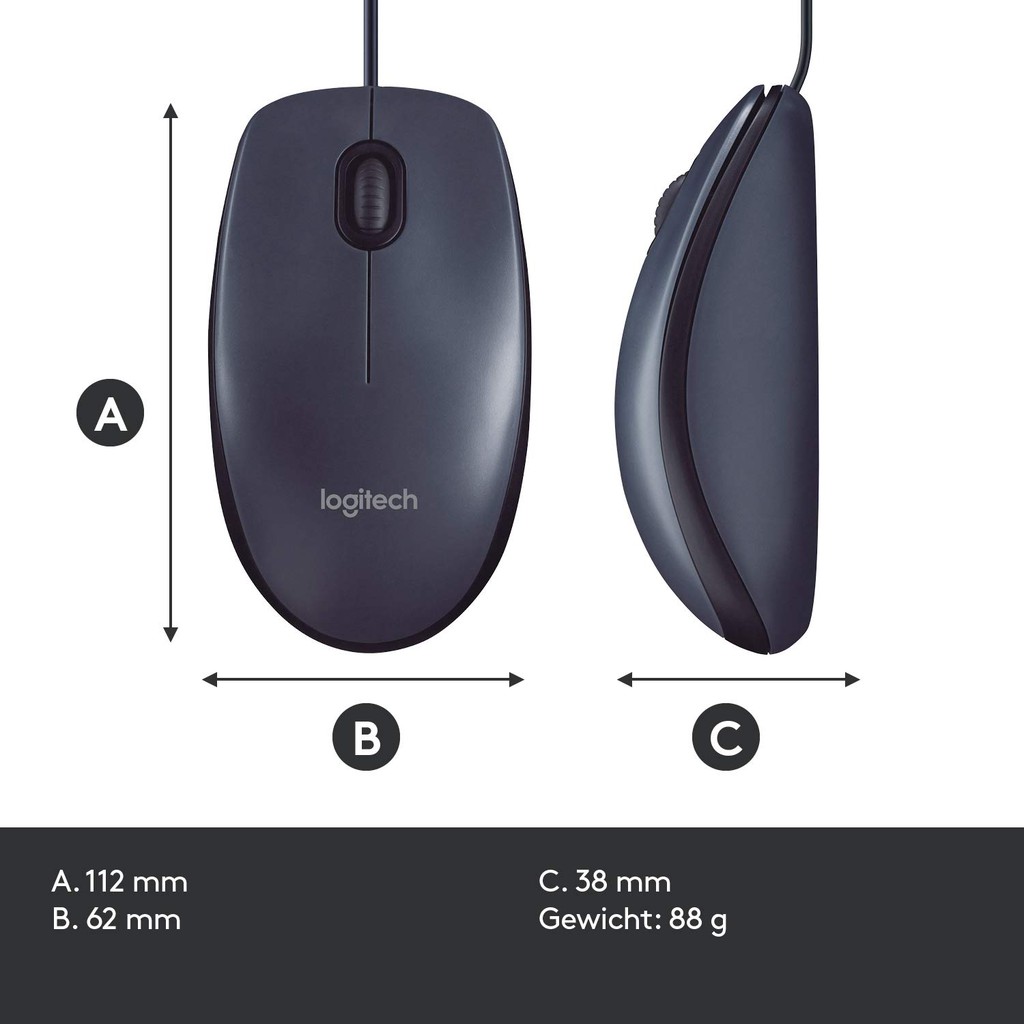 Chuột Máy Tính Có Dây Logitech B100 Đen - Hàng Chính Hãng