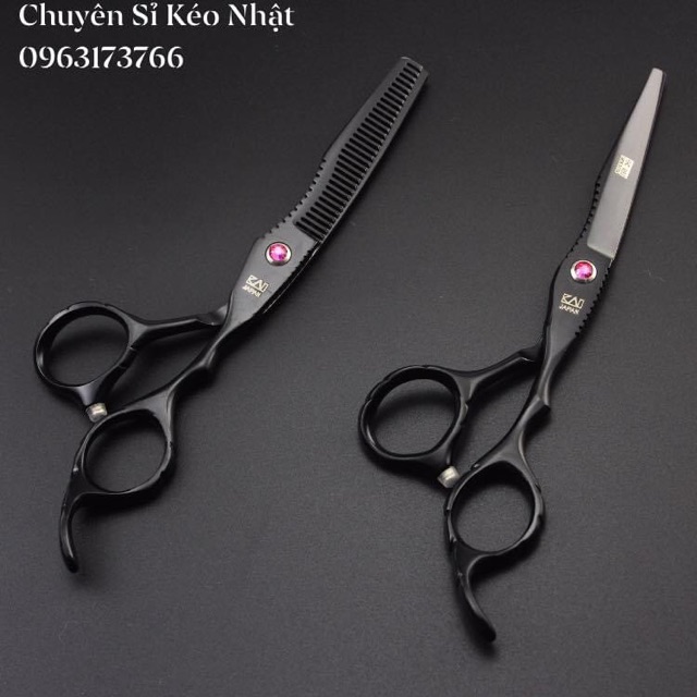 Kéo cắt tóc Nhật Bản cao cấp KAISO màu đen MS08 [ Mua cặp kéo tặng ví da]