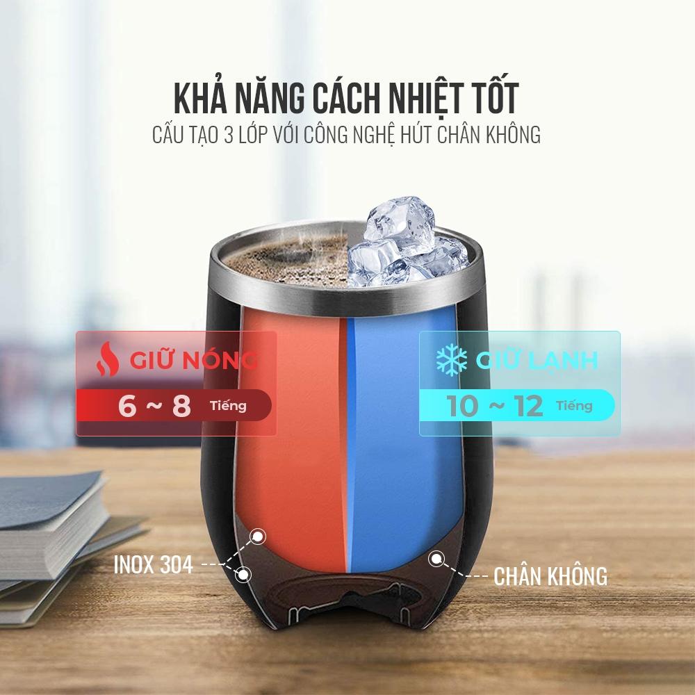 Cốc giữ nhiệt 470ml Elmich EL-3668 thiết kế 3 lớp cách nhiệt, lòng cốc inox 304 an toàn sức khỏe