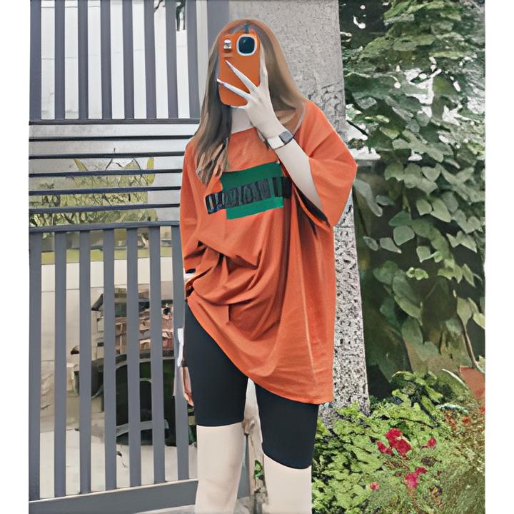 áo phông nữ form rộng cotton khô 3158 hình sao + in chữ