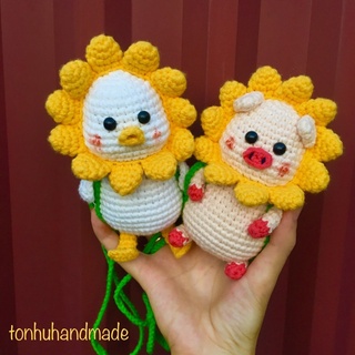 Vịt treo xe ô tô handmade, thú bông bằng len