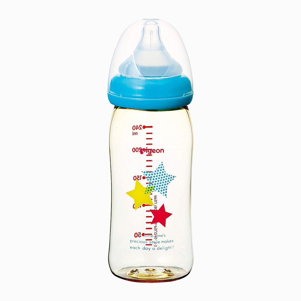 Bình Sữa Pigeon Nội Địa Cổ Rộng Màu Xanh Dương 240ml