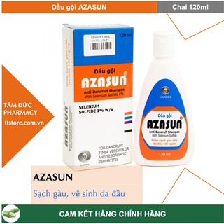 AZASUN [Chai 120ml] - Dầu gội sạch gàu Azasun 1% (gàu mảng, gàu vón , vảy da đầu)