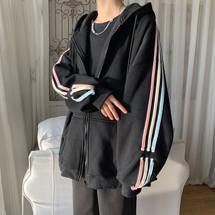 【Keroro】Áo khoác nỉ 1 lớp dày dặn phối kẻ sọc tay FuLL SIze | BigBuy360 - bigbuy360.vn