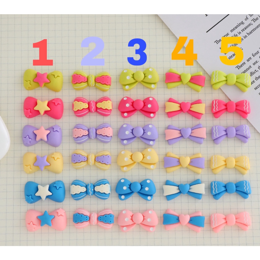 Charm (C538) slime/ Dụng Cụ Charm Trang Trí [Ko Keo &amp; Nút] Nhiều Kiểu Nơ Màu Pastel - Giá 1 cái