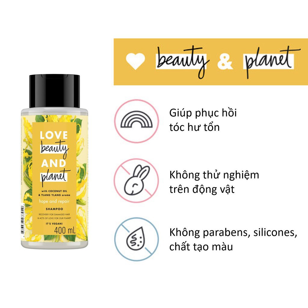 Dầu Gội Dầu Xả Love Beauty And Planet Phục Hồi Hư Tổn 400ml