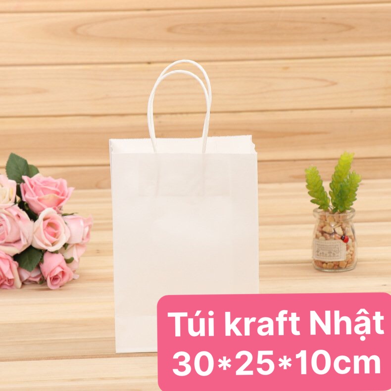 Túi đựng quà tặng chất liệu giấy Kraft Nhật cao cấp, kích thước 30*25*10cm