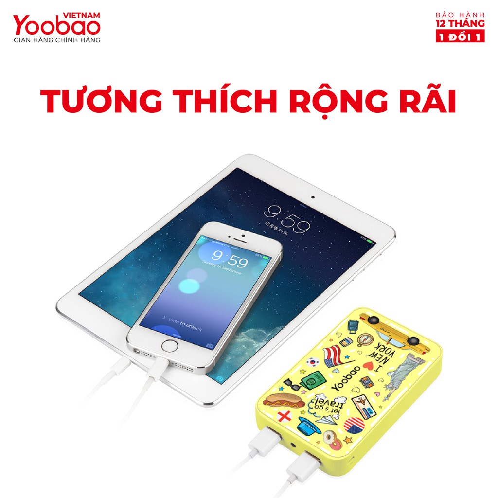 Sạc dự phòng 10000mAh Yoobao M5C Phiên bản I LOVE NEW YORK - Hàng chính hãng - Bảo hành 12 tháng 1 đổi 1