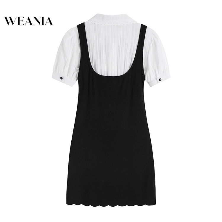 Đầm Tay Ngắn Cổ Polo Xếp Ly Cột Dây Thời Trang Trẻ Trung Cho Nữ