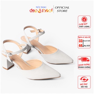 Sandal cao gót big size bít mũi hở hậu gót vuông 5cm Ms19017