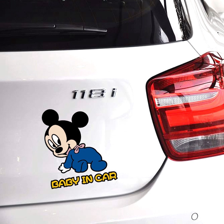 Miếng Dán Trang Trí Xe Hơi Họa Tiết Hoạt Hình Mickey / Vịt Donald Dễ Thương Kích Thước 14x11cm D10