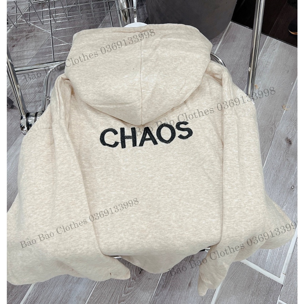 Khoác Nỉ Hoodie Nam Nữ Thêu Ngực Chaos Unisex Mũ To Kéo Khóa- Hoodie Sweater Nỉ Uzzlang