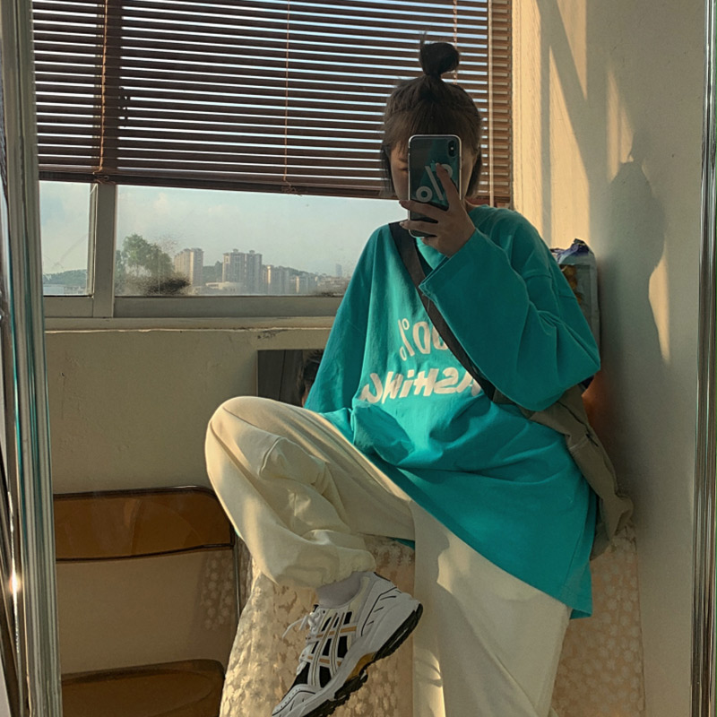 Áo thun tay dài in chữ phong cách Hàn Quốc hợp thời trang cho nữ