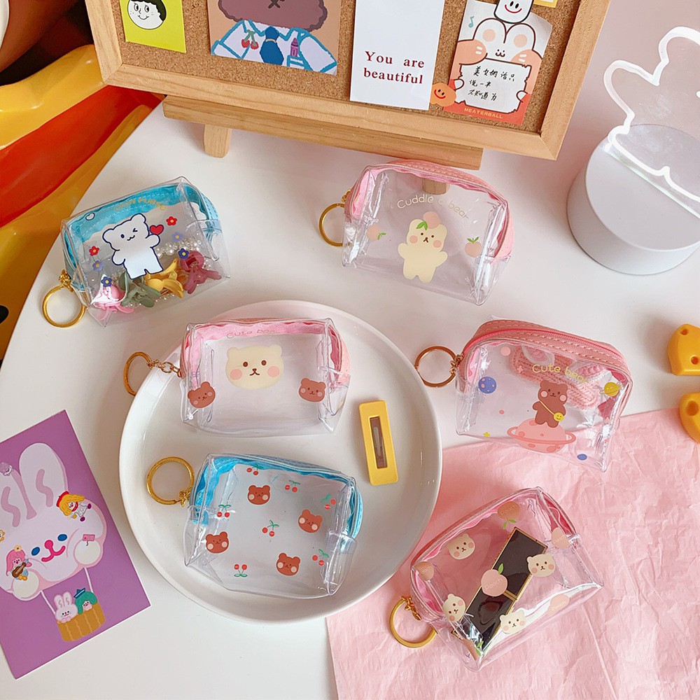 Ví mini trong suốt kèm móc khóa xinh xắn ulzzang