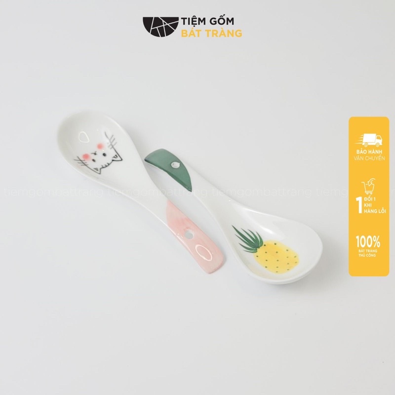 Thìa Sứ Muôi Sứ Hoạ Tiết Vẽ Tay Nhiều Mẫu Thìa Cơm Muỗng Ăn Phở Sứ Bát Tràng Cao Cấp