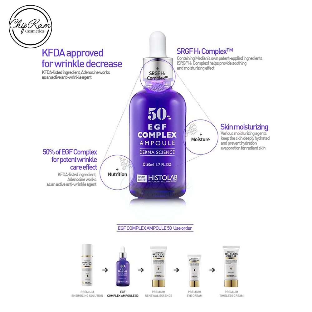 Tinh chất chống lão hoá Histolab 50% EGF Complex Ampoule Derma Science trẻ hóa 50ml