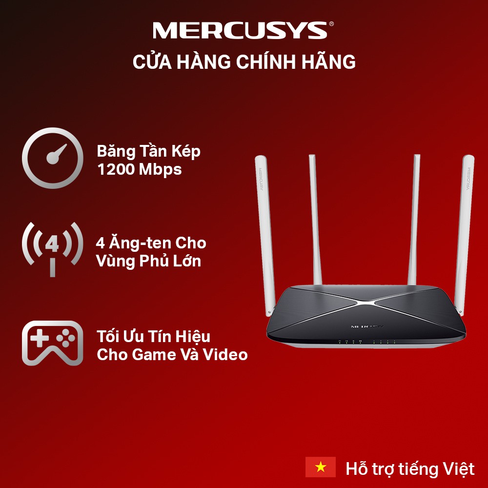 Bộ phát wifi băng tần kép chuẩn AC 1200 Mercusys AC12 , cục phát wifi , router wifi