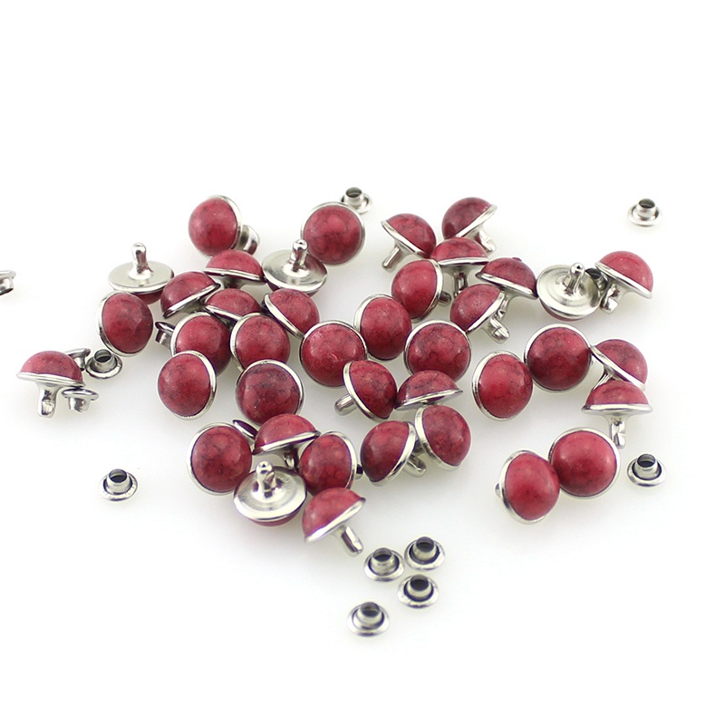 Bộ 100 Đinh Tán Bằng Acrylic Màu Ngọc Lam Và Đồng Thau Chuyên Dụng Cho Túi Xách/ Quần Áo Da DIY