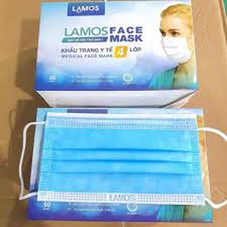 Hộp 50 khẩu trang y tế 4 lớp kháng khuẩn Lamos face mask hàng chuẩn