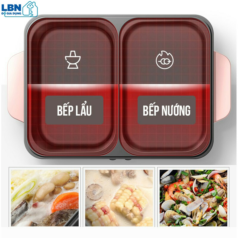 [CÓ SẴN] Bếp lẩu nướng mini BBQ 2 trong 1 tiện dụng không khói chống dính phong cách Hàn Quốc