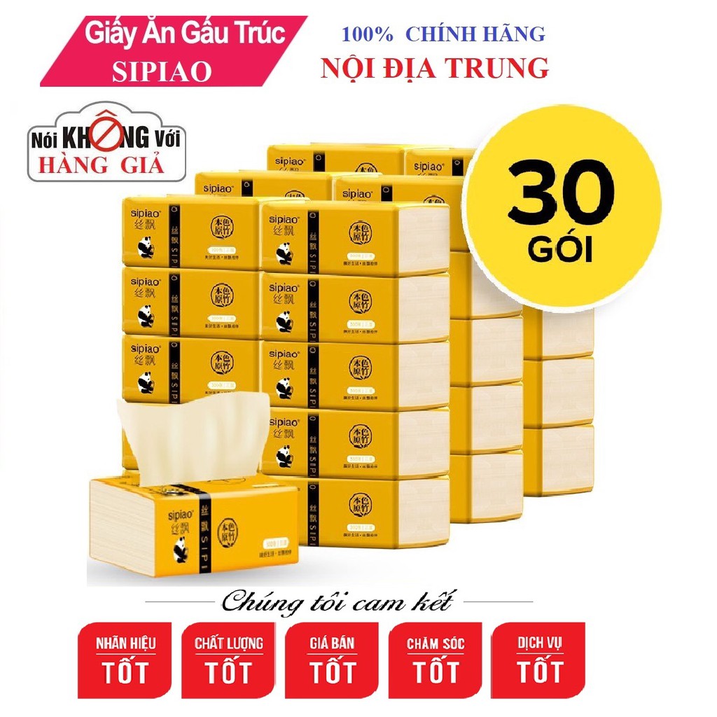 THÙNG 30 GÓI GIẤY ĂN GẤU TRÚC SIPIAO CHUẨN NỘI ĐỊA TRUNG