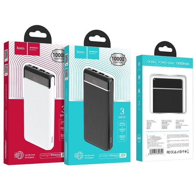 ✔FREESHIP✔Pin Sạc Dự Phòng HOCO J59-10.000mAh Màn Hình LED,cho iPhone 12 6 7 8 Plus /X/XsMax siêu mỏng,nhỏ gọn sạc nhanh
