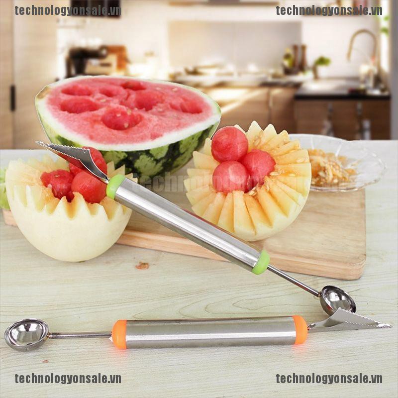 [Tech] New Stainless Steel Ice Cream Double-End Scoop Spoon Melon Baller Cutter Fruit [VN]