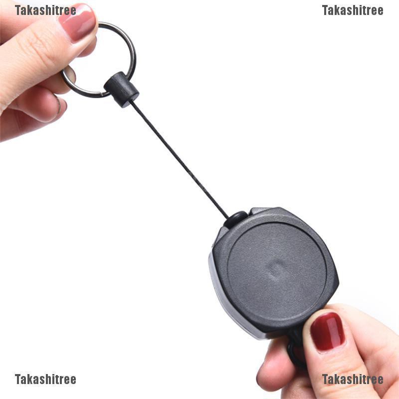 Takashitree♥Badge Reel Pull Keychain Retractable ID Holder Security Card Clip Key Ring Black