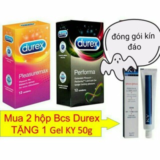 Bộ 2 hộp bcs durex tặng 1 gel ky
