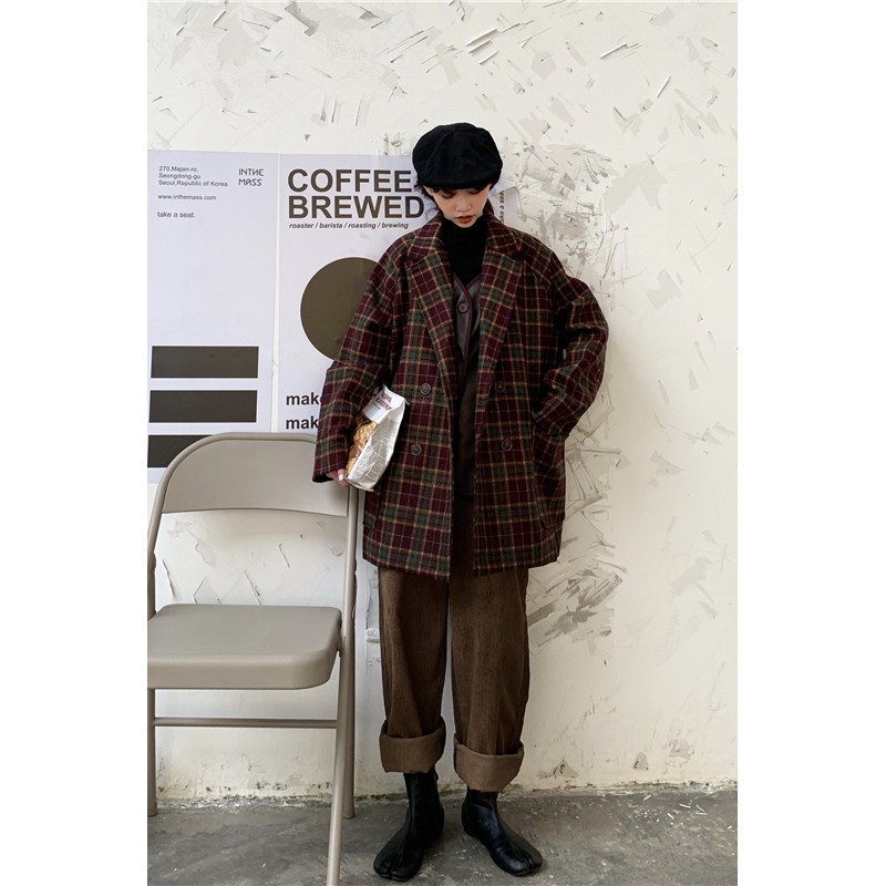 [ORDER]-Áo Blazer Đỏ mận sọc caro (C71) | BigBuy360 - bigbuy360.vn