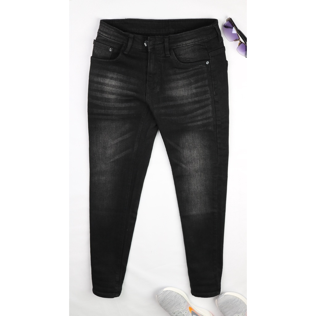 Quần jean nam cao cấp đen râu mèo MK chất bò wash đen dáng ôm quần jeans skinny style Hàn Quốc vải dày đẹp _ DJ11001