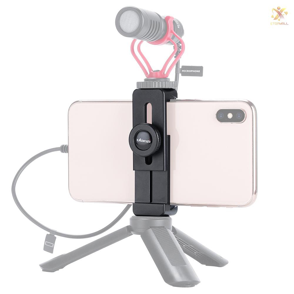 E&amp;T Ulanzi ST-02L Compact Aluminum Alloy Phone Holder with 1/4 Inch Tripod Mount Cold Shoe for 5.5-9