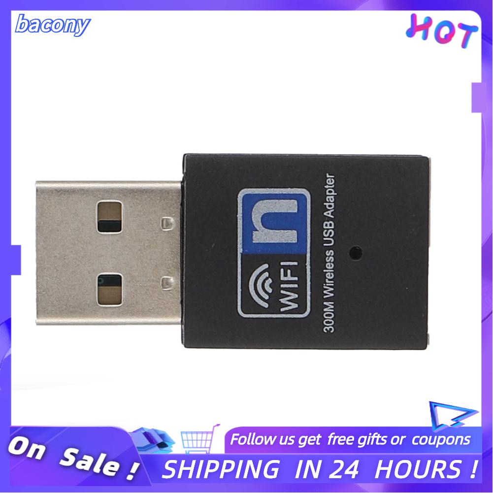 Bacony USB Adapter 300M WIFI Wireless Receiver External Mini NetCard Adaptor for Laptops