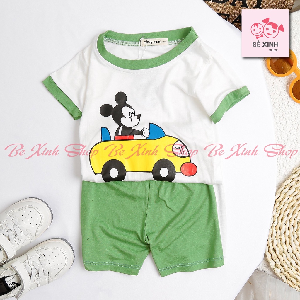 Bộ cộc tay quần áo bé trai bé gái Minky Mom [Sale Xã hàng] Bộ mặc nhà cho bé gái trai quần áo trẻ em thun lạnh MICKEY