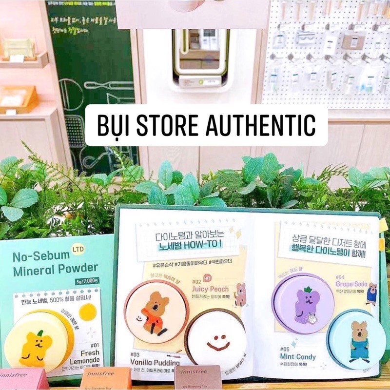 Phấn Phủ Bột Kiềm Dầu Innisfree No Sebum Mineral Powder 5g bản mới nhất Dino