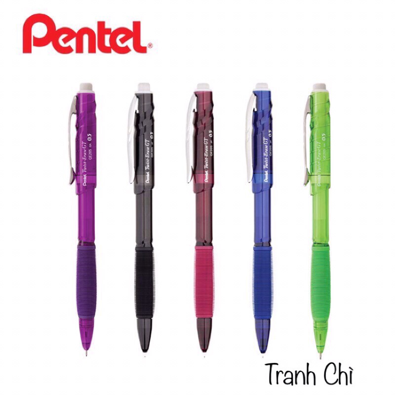 Bút chì kim bấm Pentel Twist Erase GT 0.7mm QE207 Nhật Bản gôm vặn cực dài, viết chì kim bấm