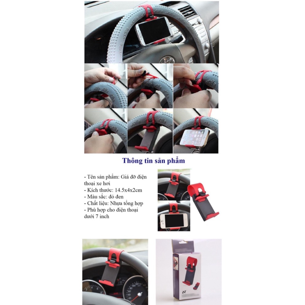Giá kẹp điện thoại gắn vô lăng ô tô, xe hơi | Thiết kế thông minh, nhỏ gọn, tiện lợi | BigBuy360 - bigbuy360.vn