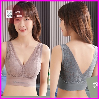 Áo ngực bra ren dáng croptop lưng chữ V form đẹp AL023