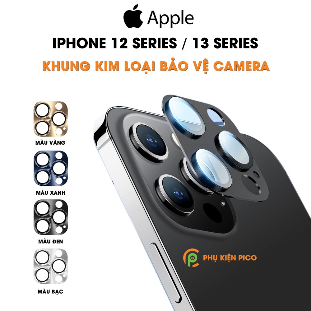 Dán camera Iphone 12 Pro Max / 13 Pro Max - Khung nhôm bảo vệ camera Iphone 12 Pro Max kèm kính cường lực