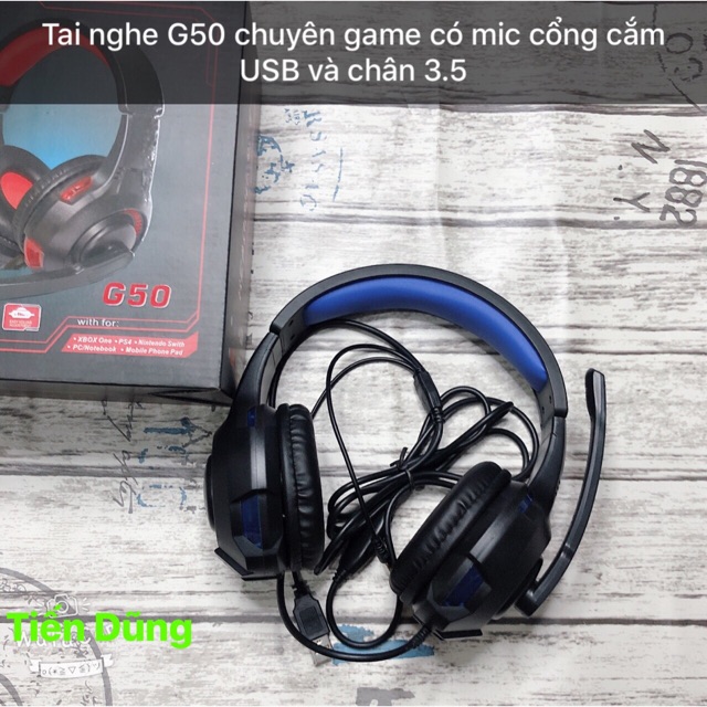 Tai nghe chụp tai G50 chuyên game có mic và cổng cắm USB với chân cắm 3.5- Tai nghe dây dung cho học trực tuyến tốt