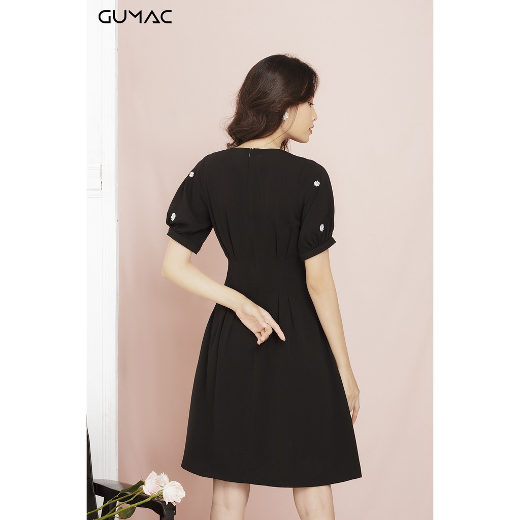 [Mã WASGIFT giảm 35K đơn 350K] Đầm nữ tay thêu hoa GUMAC MS11951_DEN | BigBuy360 - bigbuy360.vn