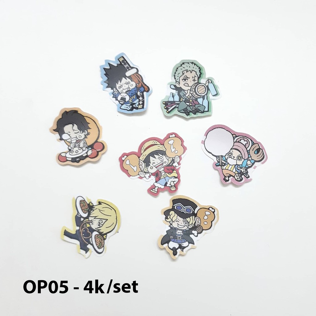 Sticker nhám onepiece  dán trang trí planer, scrapbook,.... size nhỏ 3-5cm