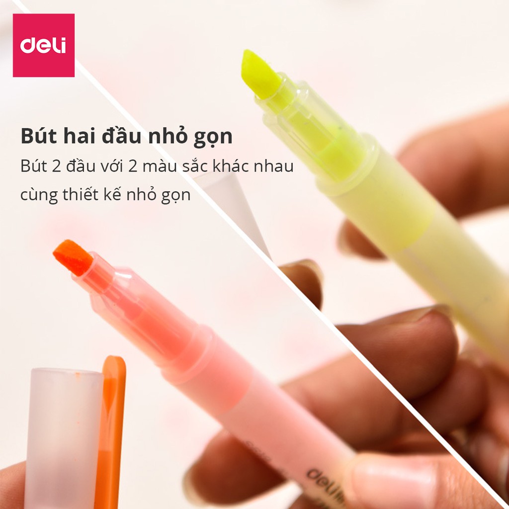 Set bút highlight nhấn dòng đa năng Deli - dùng để ghi nhớ - hộp 5 chiếc - S619