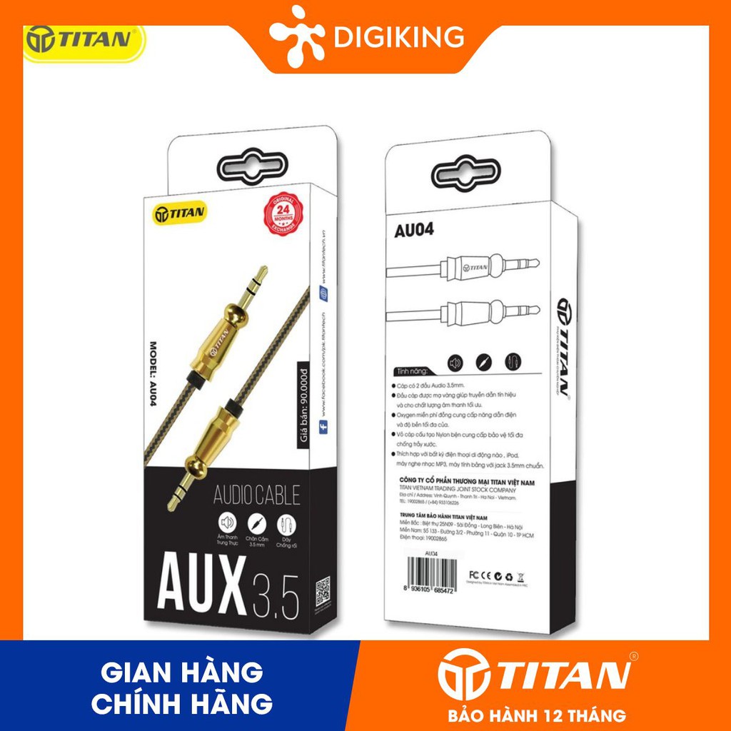 Cáp dây dù AUX TITAN- AU04 - 1m đầu bọc sắt