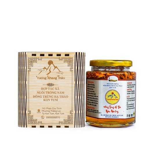 ĐÔNG TRÙNG HẠ THẢO NGÂM MẬT ONG RỪNG NGỌC LINH KON TUM - CHAI THUỶ TINH 280ml - VƯƠNG KHANG THẢO