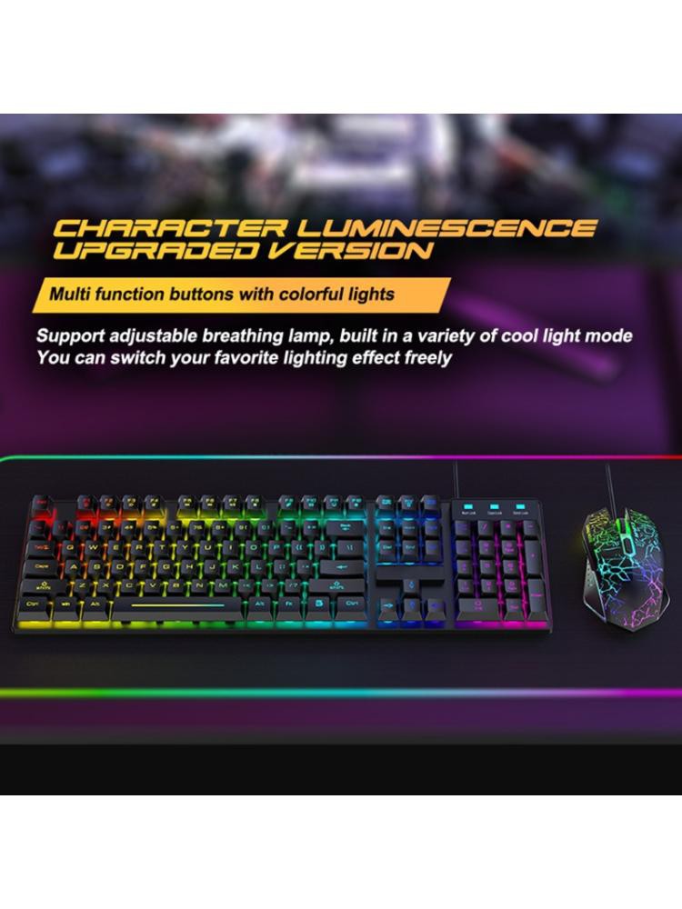 Bộ Bàn Phím + Chuột Gaming T6Rgb Dạ Quang Chuyên Nghiệp