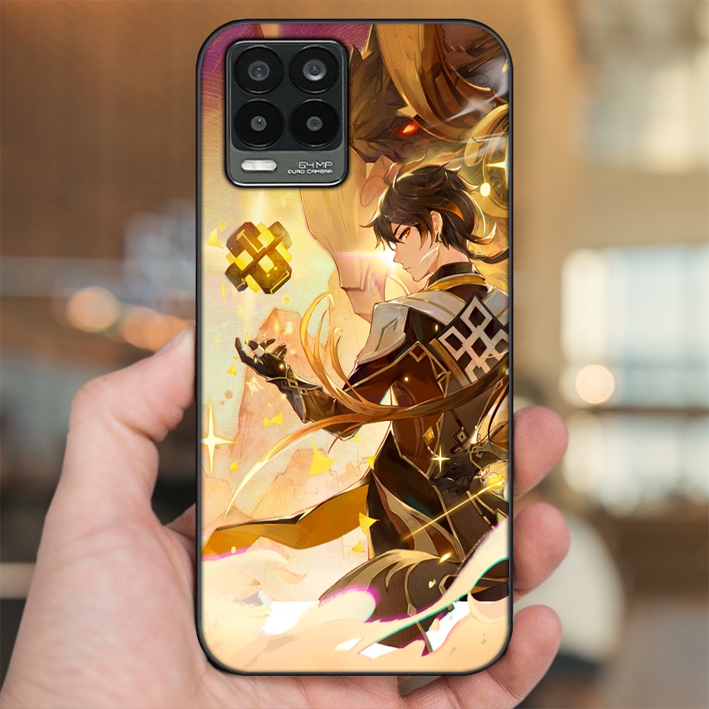 Ốp lưng Realme 8, 8 Pro viền đen in hình Zhongli Genshin Impact
