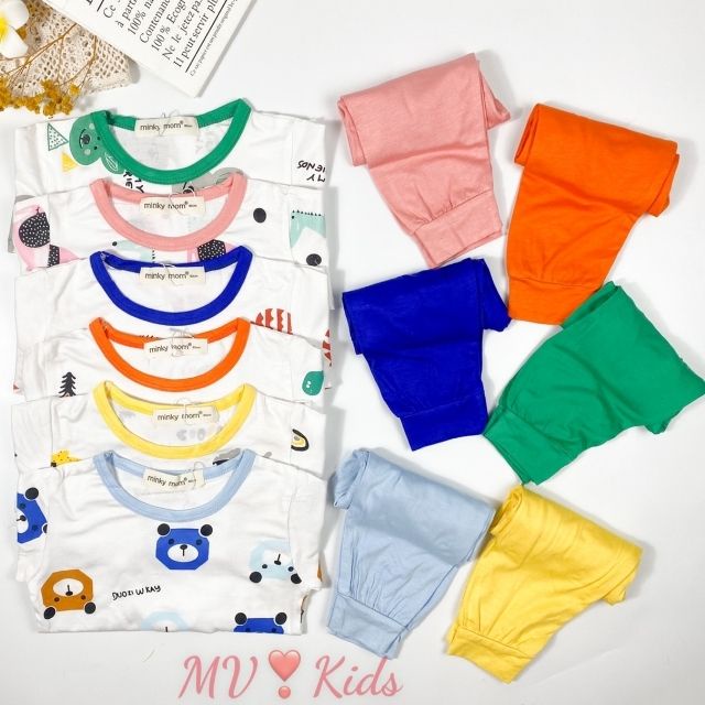 Bộ Minky Mom Dài Tay Cho Bé Gái Bé Trai 0 1 2 3 4 5 6 Tuổi Vải Thun Lạnh-Đồ Bộ Trẻ Em Khủng Long Voi Thỏ Gấu Cá-Babulala