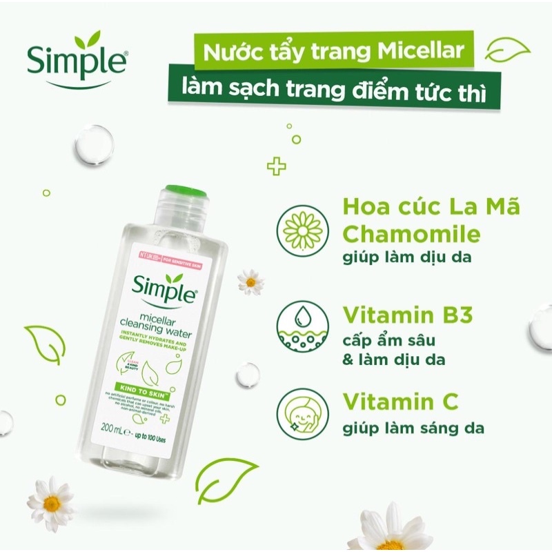 Nước tẩy trang Simple 200ml