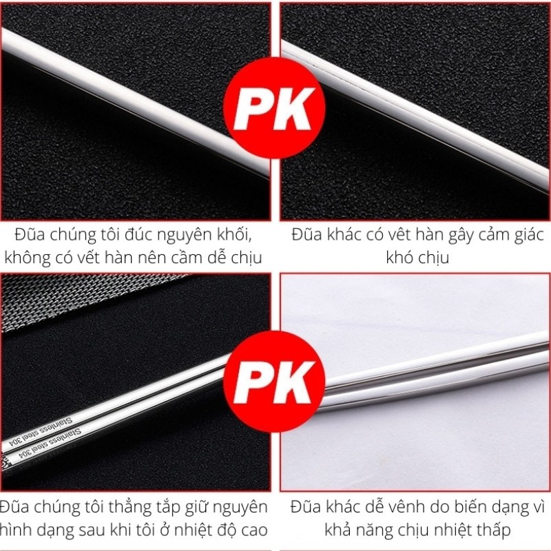 Đũa Inox 304 Chống Trượt Kháng Khuẩn  BUGU SK-P01